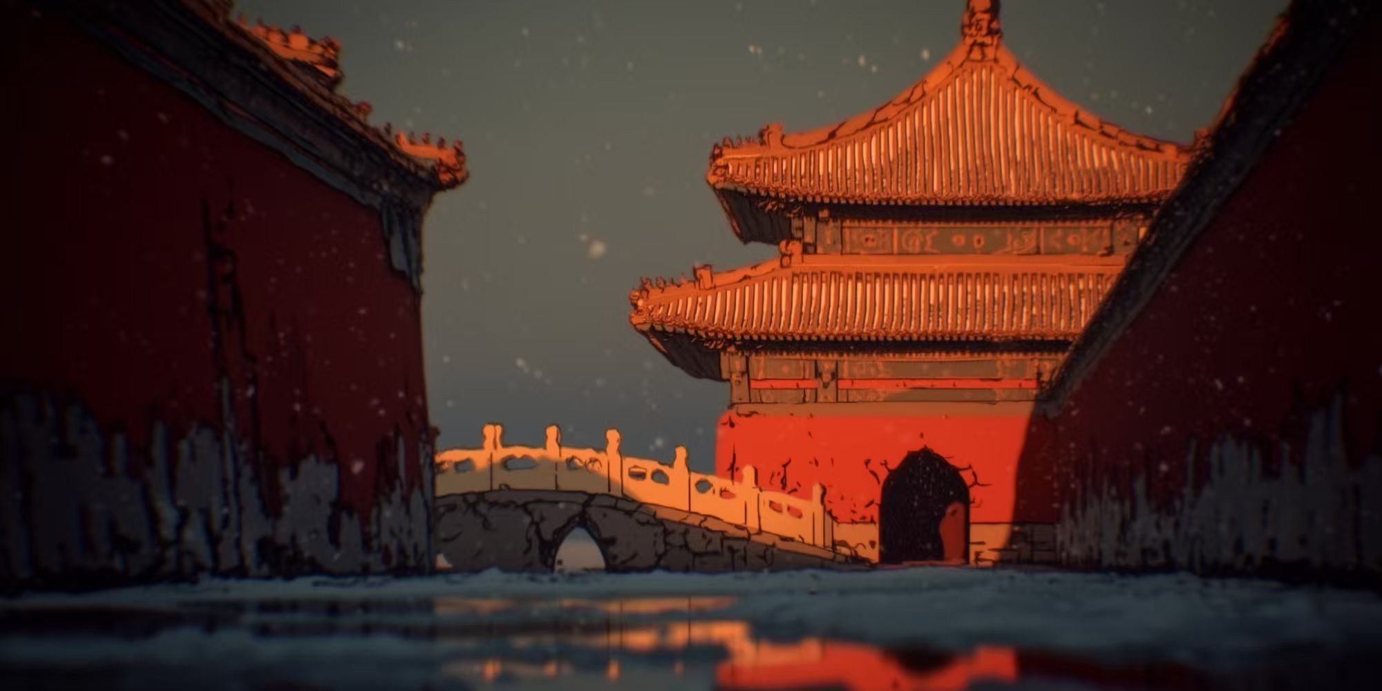 原图 06 · 夹道高墙与白石桥